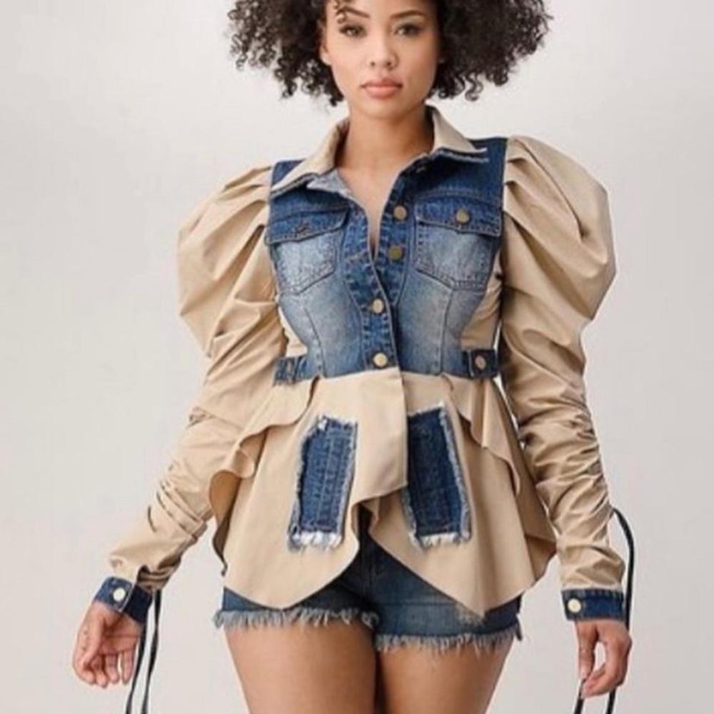 Brand new denim khaki shirt jacket